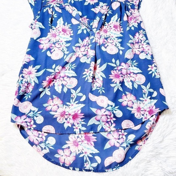 Olive & Oak Blue Flower Printed Sleeveless Top Med - Picture 4 of 6